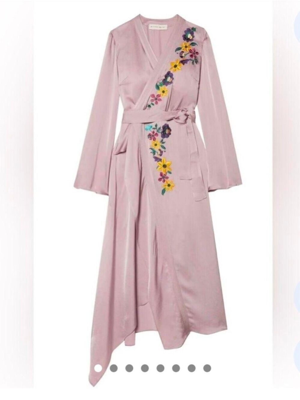 Etro Pink Embroidered Satin Faux Wrap Gown Size L(46) In VGUC